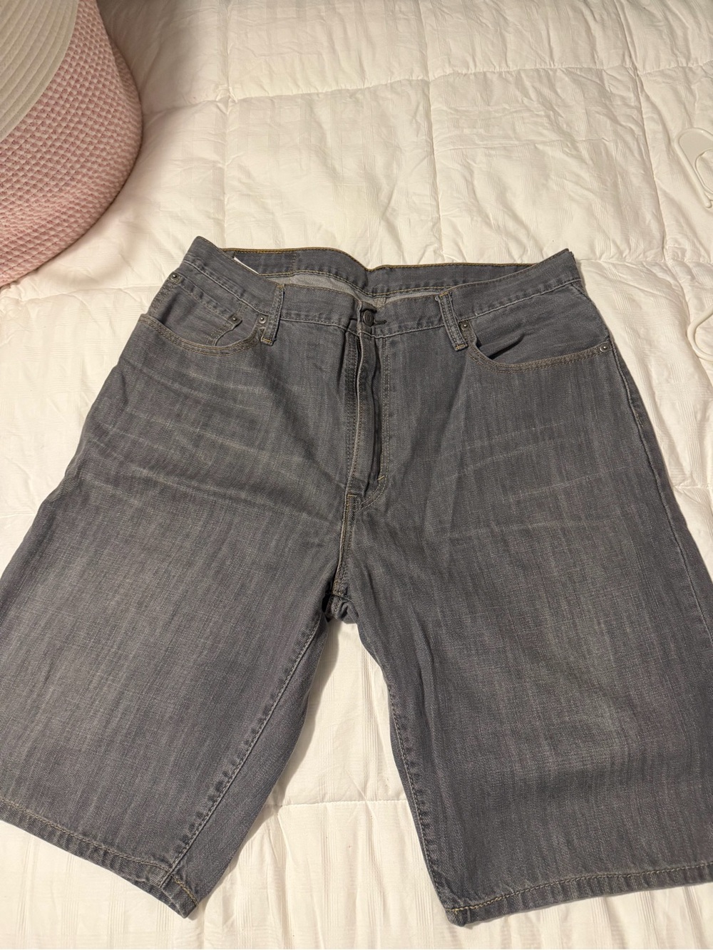 Levi's Gray Denim Shorts with Leather Patch 569